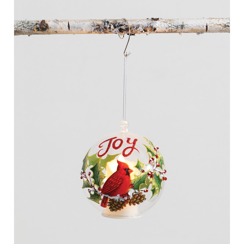 The Holiday Aisle Joy Cardinal Glass Ball Ornament Wayfair